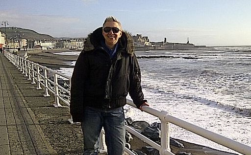 Helen Sandler on the seafront at Aberystwyth